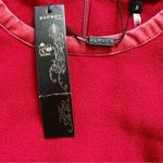 RW Runway Paris Dress Red Cap Sleeve Faux Leather Trim Career Dress Medium NEW Photo 9