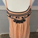 Willi Smith Top Orange Pink Blush SZ Medium Beaded Sequin Stretchy 25” Long Photo 1