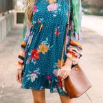 FATE. Dress Women M Mixed Print Slip Lined Problem Solved Teal Blue Floral Dress Photo 5