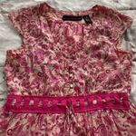 Allison Brittney floral pink beige Barbiecore high waist cotton dress, size M Photo 4