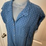 Jachs Girlfriend Blue White Dot Short Sleeve Button Up Shirt Top XL Womens Photo 2