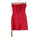 Reformation NEW Isles Linen Strapless Scalloped Mini Dress Corvette Pink Size 0 Photo 2