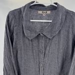 Flax  Dark Gray Button Down linen Shirt lagenlook 22-24 3/4 sleeve oversized Photo 2