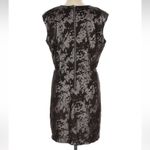 Vivienne Tam  Shimmering Black Brown Metallic Faux Suede Silver Dress Size 12 L Photo 3