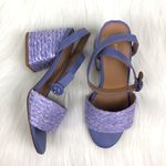 Bamboo New  Maddy Braided Raffia Open Toe Strap Block Heel Sandals Lavender Size 9 Photo 4