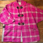 Vintage 70’s women’s rare Pioneer Wear Pink Plaid wool Women's Coat cape Tan Size L Photo 0
