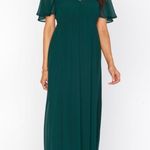 Show Me Your Mumu  Emily Empire Maxi Dress In Emerald Chiffon Photo 3