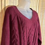 Arizona Jeans Arizona Jean Co Burgundy Red Loose Cable Knit Vneck Soft Sweater X Large Photo 1