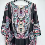 Funky People Bohemian Print Black Dress Mid Length Sleeves Fits Size Large Photo 1
