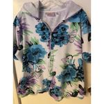 Quacker Factory  Floral Printed Jacket Size 1X Purple/Blue with rhinestones Photo 1
