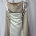 Jessica McClintock  Size 4 Strapless Y2K Prom Dress Colorblock Formal Beige White Photo 1