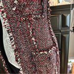 ZARA Basic Tweed Longline Coat Jacket XS Black Red Fringe Bouclé Photo 4