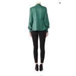 Becken Emerald Tie Neck Peplum Blouse Green Size 0 Photo 5