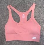 Adidas Light Pink Scoop Neck White Logo Athletic Sports Bra Size