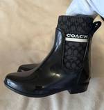 Buy the COACH Jennie Signature Black Rabbit Fur Boots Women's Size 9 B