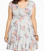 Torrid Black Floral Studio Knit Drawstring Sleeve Dress Plus Size