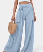 HALARA High Waisted Lace Up Split Hem Palazzo Wide Leg Flowy Casual Pants  Sz. Sm