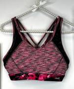 Avia front zip and hook racerback camo sports bra black and grey S