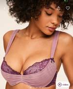 Adore Me Women's Emanuelly Push Up Bra Underwire Balconette Dark Purple 38C