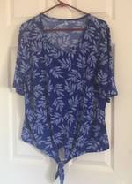 Lucky Brand Floral Multicolor 3/4 Sleeve V-Neck Shirt Women's Size