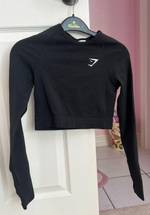 Gymshark Adapt Ombre Seamless Long Sleeve Crop Top - Black/Black