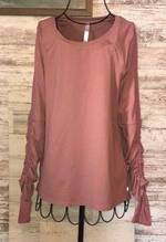 Fabletics Shirt Womens Small Orchid Pink Cashel Top Ruched Sleeve Athleisure