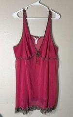 Lane Bryant Cacique Women's 26/28 Babydoll Negligee Nightie Underwire Red