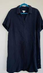 J. Jill, Dresses, J Jill Wearever Collection Navy Blue Size Large Petite  Pin Tuck Dress Front