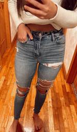 SweatyRocks Women's Casual Loose Ripped Denim Pants Distressed Wide Leg  Jeans