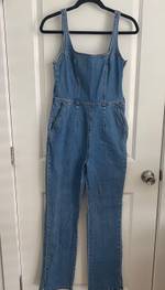 REVICE Denim Hollywood Heartthrob Heart Cutout Flared Denim Jumpsuit Size  XS