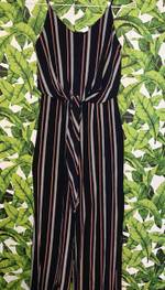 Monteau Stripes Multi Color Black Jumpsuit Size S - 50% off