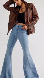 NWT Free People Just Float On Flare Jeans in Jericho Blue Size 26