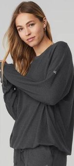 Alo Yoga Soho Pullover Anthracite Grey Size Medium Moisture-wicking Alolux  - $75 - From Kat