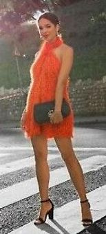 zara orange fringe dress