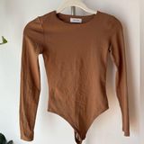 Aritzia Babaton Tan Long Sleeve Bodysuit Photo 0