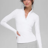 Alo Yoga Alosoft 1/2 Zip Rapid Pullover White XS NWT Long Sleeve Top Photo 0
