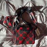 Steve Madden  Bleeding Hearts Bevelyn Satchel Purse Red & Black Photo 0