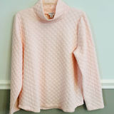 J.Crew  Pink Quilted Mock Neck Textured Relaxed Fit Pullover Top Size Medium Photo 0
