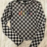 Delia's Delia’s Checker Sheer Long Sleeve Top Photo 0