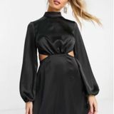 Miss Selfridge Black Satin Cut Out Dress Photo 0