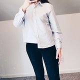 Allison Daley Blue and White stripe Button Up Photo 0