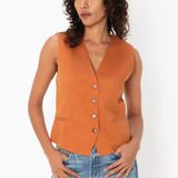 ZARA Orange Linen Blend Vest Photo 0