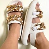 Kenneth Cole White Mello Gold Chain Sandals Photo 0