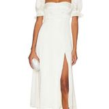 Revolve Puff Sleeve Midi Dress in Whisper White Photo 0