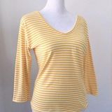 Esprit Vintage Y2K Yellow & White Striped Long Sleeve T-Shirt Photo 0