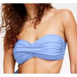 Bar III Blue Core Solids Twist Bandeau Bikini Swim Removable Strap Top M Photo 0