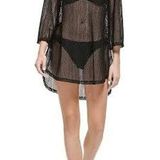 Calvin Klein Mesh 3/4 Sleeve Swim Beach Coverup Dress Black NWT Womens Large Photo 0