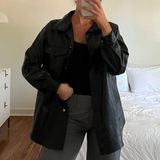 Oversized Faux Leather Jacket Black Size L Photo 0