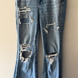 American Eagle  Super Hi-Rise Flare Stretch Denim Jeans Distressed Photo 0