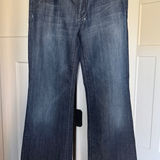 7 For All Mankind Dojo Dark Blue Flare Jeans Low Rise Photo 0